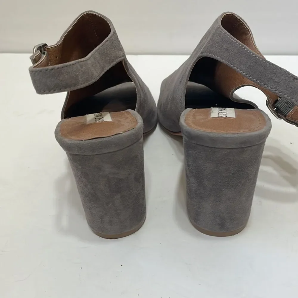 STEVE MADDEN SUEDE PEEP TOE‎ HEELS IN GRAY